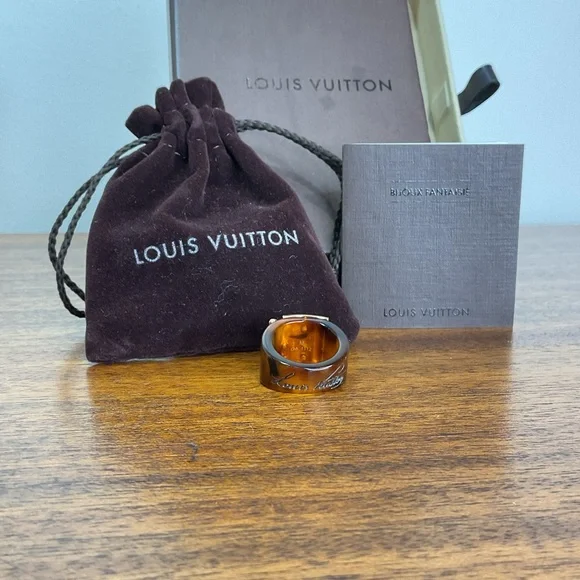 Louis Vuitton Gold and Tan Ring